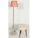 TWO MID CENTURY STANDARD LAMP AND FOOTSTOOL