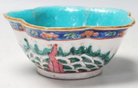 ANTIQUE CHINESE BOWL WITH HAND PAINTED CRANES