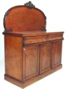 A good 19th Century Victorian mahogany chiffonier / sideboard credenza being raised on plinth
