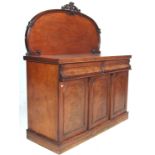 A good 19th Century Victorian mahogany chiffonier / sideboard credenza being raised on plinth