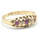 ANTIQUE 18CT GOLD PINK AND WHITE STONE RING