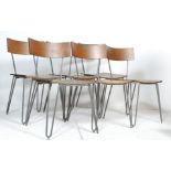 A SET OF SIX VINTAGE 20TH CENTURY METAL AND PLYWOOD DINING CHAAIRS