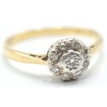 18CT GOLD AND WHITE STONE CLUSTER RING