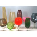COLLECTION OF STUDIO ART GLASS VASES & GLASSES