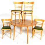 A RETRO MID 20TH CENTURY KITCHEN DINING TABLE AND FOUR CHAIRS.