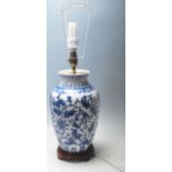CHINESE KANGXI BLUE AND WHITE PORCELAIN LAMP BASE