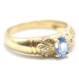 9CT GOLD AND BLUE STONE RING