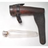 ANTIQUE VICTORIAN LEATHER HUNTING FLASK