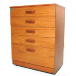 A RETRO LATE 20TH CENTURY TEAK WOOD MELAMINE CHEST OF DRAWERS