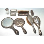 LARGE QUANTITY OF SILVER HALLMARKS DRESSING TABLE ITEMS.