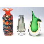 A GROUP OF THREE MURANO STUDIO ART GLASS.