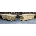 PAIR OF RECONSTITUTED STONE GARDEN PLANTER POTS