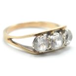 9CT GOLD THREE STONE DRESS RING