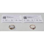 A pair of Gemporia hallmarked 9ct gold rings. A 9k rose gold ring with 0.340 Mahenge Pink Spinel and