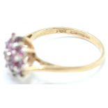 VINTAGE 9CT GOLD PINK STONE CLUSTER RING