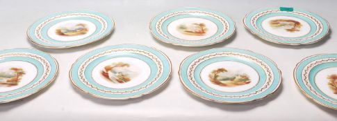 A collection of seven late 19th Century early 20th century Cabinet plates having hand painted