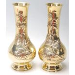 A PAIR OF BRASS ANTIQUE VASES OF A BULBOUS