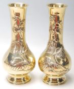A PAIR OF BRASS ANTIQUE VASES OF A BULBOUS