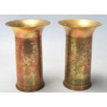 WAR TIME BRASS ARTILLERY TRENCH ART VASES