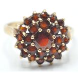 9CT GOLD 1970'S REDS TONE CLUSTER RING