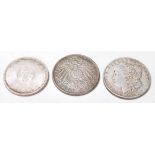 A GROUP OF THREE SILVER CONTENT COINS