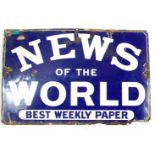 VINTAGE ORIGINAL POINT OF SALE ADVERTISING SIGN NEWS OF THE WORLD