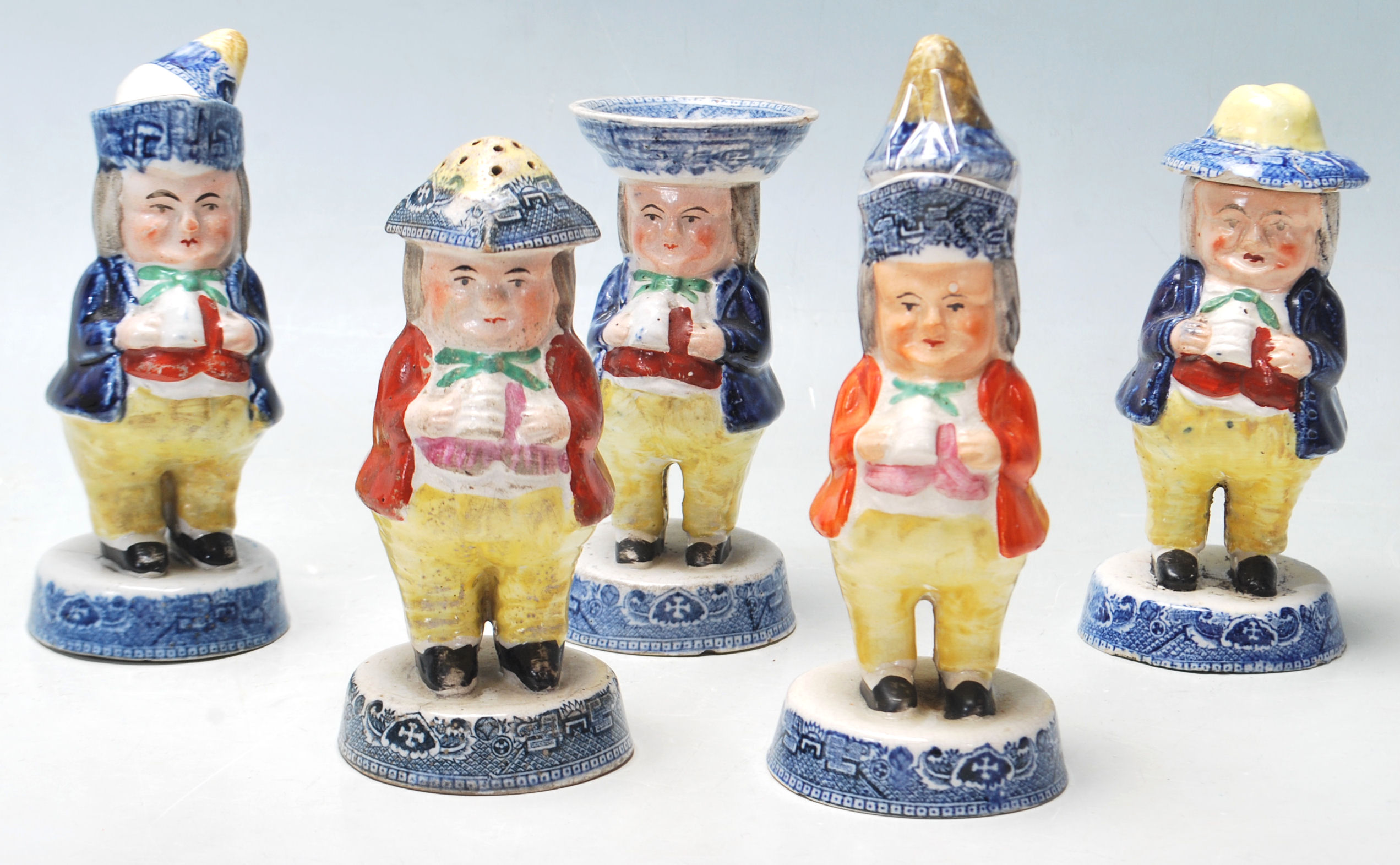 19TH CENTURY VICTORIAN STAFFORDSHIRE CERAMIC TOBY JUGS CONDIMENTS