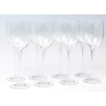 A set of eight vintage Villeroy and Boch Crystal wine glasses of a cylindrical form with tapered