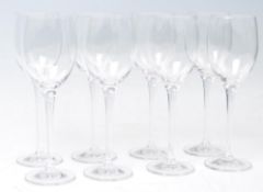 A set of eight vintage Villeroy and Boch Crystal wine glasses of a cylindrical form with tapered