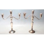 STERLING SILVER CANDLESTICKS WITH THREE SCONCE TOPS