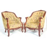 PAIR OF LOUIS XVI STYLE FRENCH TUB ARMCHAIRS
