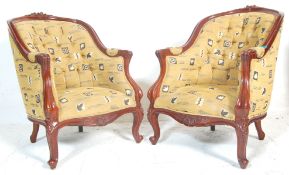PAIR OF LOUIS XVI STYLE FRENCH TUB ARMCHAIRS