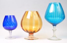A group of three vintage 20th century large decorative glasses from the “ cat & mouse “ edition to