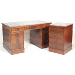 ANTIQUE STYLE OFFICE DESK AND FILING CABINET SUITE