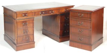 ANTIQUE STYLE OFFICE DESK AND FILING CABINET SUITE