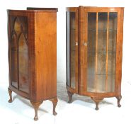 TWO 1920’S QUEEN ANNE DISPLAY CABINETS.