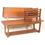 RETRO TEAK WOOD COFFEE TABLE, MAGAZINE RACK AND BED BOARD.