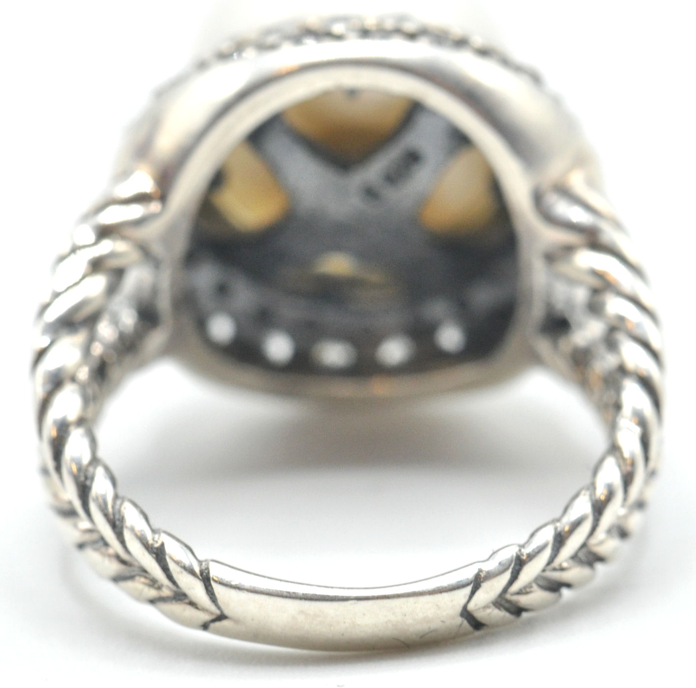 A STAMPED 925 SILVER FRESHWATER PEARL RING SET WITH CUBIC ZIRCONIA - Image 5 of 6