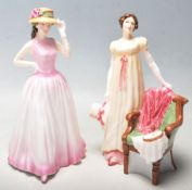 Two Royal Doulton ceramic porcelain figurines. Happy Birthday HN4215 and Emma HN3843, both signed