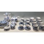 A LARGE BLUE AND WHITE CZECH DINING SERVICE / COFFEE SET / TEA SET