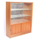 A VINTAGE GIBBS TEAK WOOD DISPLAY CABINET