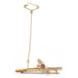 9CT GOLD INSECT DESIGN BAR BROOCH