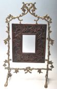 BRASS AND WOODEN SUSPENDED PICTURE FRAME