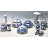 A QUANTITY OF BLUE AND WITH DELFT CERAMIC PORCELAIN ITEMS