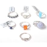 A collection of seven Gemporia silver rings to include various series and shapes with semiprecious