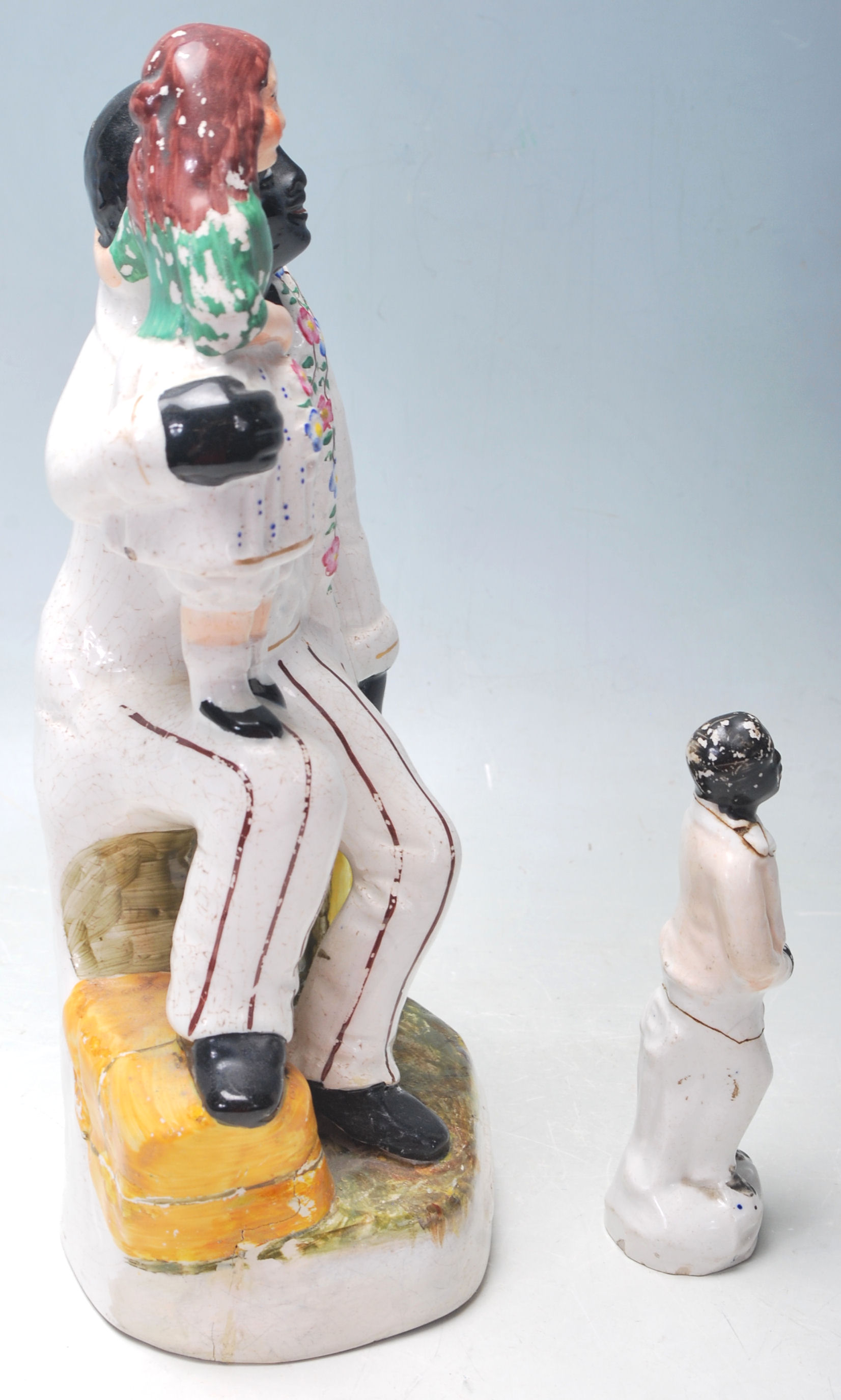 VICTORIAN 19TH CENTURY UNCLE TOM & EVA STAFFORDSHIRE CERAMIC FIGURE - Image 2 of 6