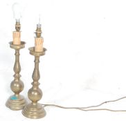PAIR OF ANTIQUE STYLE CANDLESTICK BRASS LAMPS