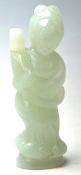 CHINESE CARVED JADE FIGURINE OF A LADY IN TRADITIONAL DRESS