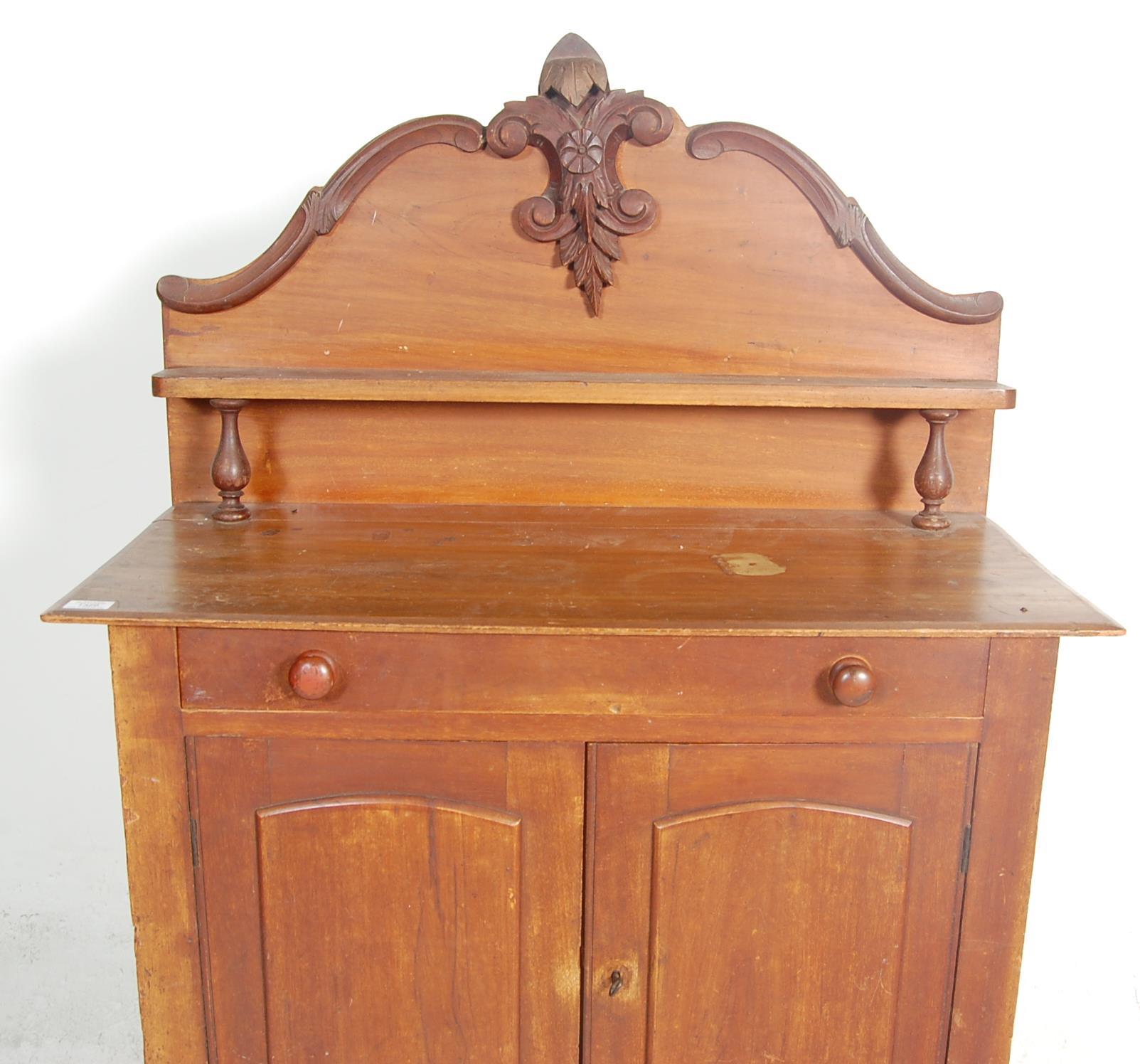 A Victorian 19th century mahogany chiffonier – raised sideboard. Raised on turned legs with double - Image 4 of 6