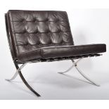 CHROME X-FRAME BARCELONA CHAIR IN BROWN LEATHER